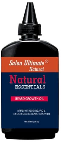 Salon Ultimate 59ML Natural Beard Oil, Strengthens Beard and Encourages Beard Growth, Mens Natural Daily Hair Growth Oil with Biotin, Castor, Argan, Tea-Tree, Jojoba, Peppermint, Reduce Breakage