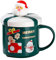 SuperglockT Weihnachtsbecher Weihnachtliche Kaffeetasse mit Deckel und Löffel 400ml Keramik Weihnachtstasse Porzellanbecher Weihnachtsmotiv Trinkbecher Bürotasse Geschenkidee (Schneemann-Muster)