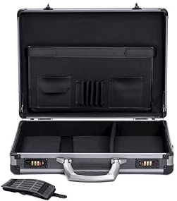 AR BRAND EST. 2021 Aluminium Briefcase Business Office Travel Work Laptop Attaché Bag (Black) Slim Design with Shoulder Strap (Black)