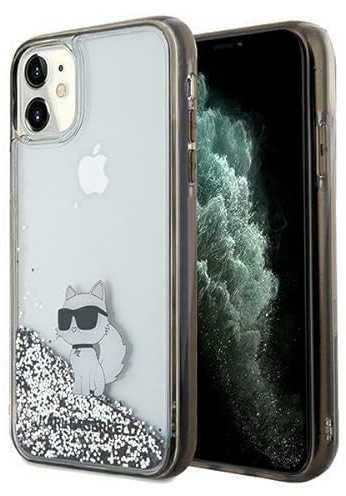 KARL LAGERFELD KLHCN61LKCNSK Hülle für iPhone 11 / Xr 6.1/'' transparent hardcase Liquid Glitter Choupette