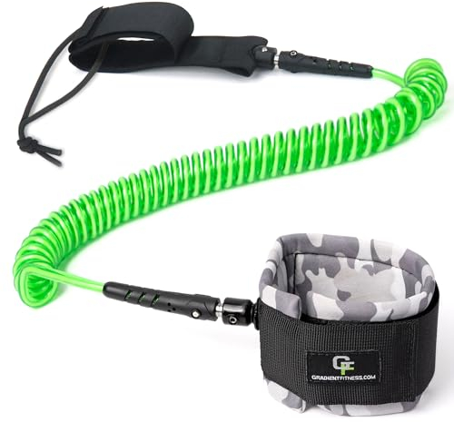 Gradient Fitness Ankle Surfboard Leash, Boogie Board Leash, Paddle Board (SUP) Strap Leash (Grün)