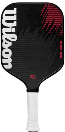 Wilson Fierce Pro 13 Raqueta de Pickleball Pádel, Fabricada con Textura de Fibra de Carbono, Diseño de Una Sola Pieza y Diseño Híbrido, con Longitud de Mango Extendida, Color: Negro/Rojo, Talla: 2