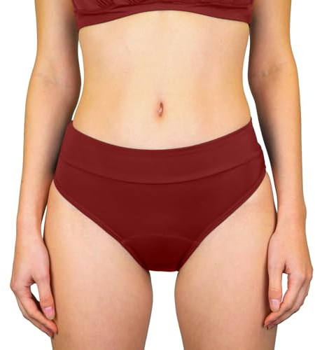 MYLILY Perioden Bikinihosen für Damen Rot | Perioden Bademode zum Schwimmen | Basic Slip Bikinihose | Period Swimwear (L)