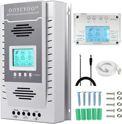 OOYCYOO 100A Solarladeregler MPPT 12V/24V Max PV Eingangsspannung 100V, LCD Display Solar Laderegler für Belüftete Versiegelte Gel NiCd Lithium Batterie,mit 1.5M LCD485