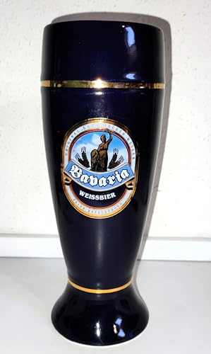 Rahm &AngiesStrickZauberverkauf: Chope de collection / Chope à bière / 0,5 l / Bavaria Munich / Chope en pierre avec anse en bleu cobalt