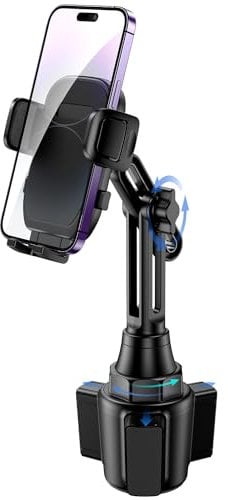 bokilino Cup Phone Mount for Car, [Upgraded Version] Universal Cup Phone Cradle Holder with Long and Adjustable Neck, Friendly Compatible with Cell Phone iPhone, Samsung, Google and All Smartphones