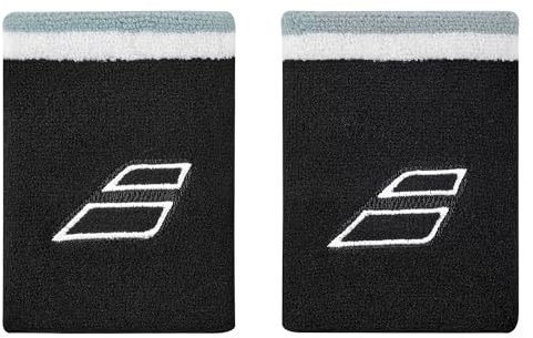 Babolat Unisex-Adult Wristband, Jumbo Terry Handtucharmband, Schwarz/Weiß, Einheitsgröße, Schnelle Schweißaufnahme, Breite: 10,5 cm, Sportzubehör