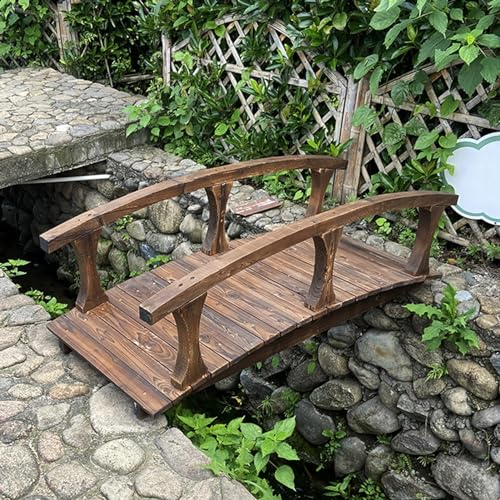 BBHW Ponts de Jardin Petit Pont en Bois Extérieur pour Jardin, Chemin/pelouse/Cour/Pont D'étang avec Rails Latéraux, Pont de Jardin Décoratif 140 cm / 4,6 Pieds de Longueur