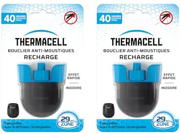 THERMACELL Recharge Liquide Anti Moustiques et Moustiques Tigres - Protection Efficace 29m² - Compatible avec Boucliers - Durée 80h - Inodore - 2 Pack 2 Unités