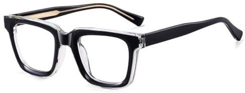 JRLLFD UV400 Doppelfarbige quadratische Brillengestelle für Damen und Herren, Retro, klare Brillengestelle, 2, Einheitsgröße