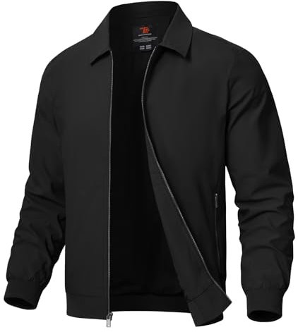 Rdruko Jacke Herren Übergangsjacke Leichte Sommerjacke Bomberjacke Blouson Jacke mit Innentasche Windbreaker Freizeitjacke für Frühling Sommer Herbst (Schwarz, L)
