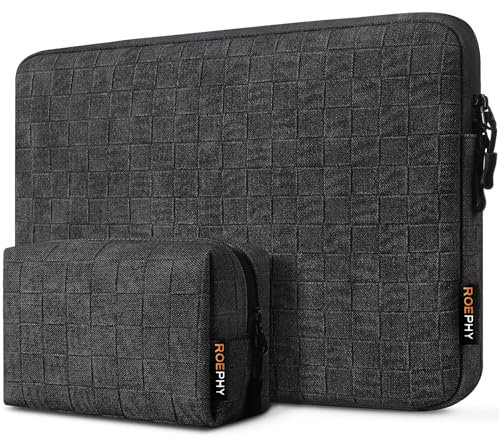 ROEPHY wasserdichte 14-15 Zoll Laptoptasche Schutzhülle für MacBook Air M2/M3/M4, Surface Laptop & Markenlaptops (Acer, Lenovo, HP, Dell) - Schwarz Grau