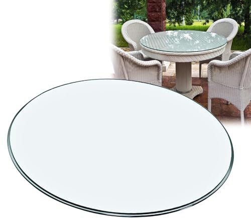 Rond Vitre Plaque Plateau De Table En Verre Trempé Transparent Ø 38 45 65 100cm, Plateau Rond De Table En Verre Trempé Épaisseur 8mm Plat Bords Polis, Pour Tables Basses Tables De Jardin(40cm)
