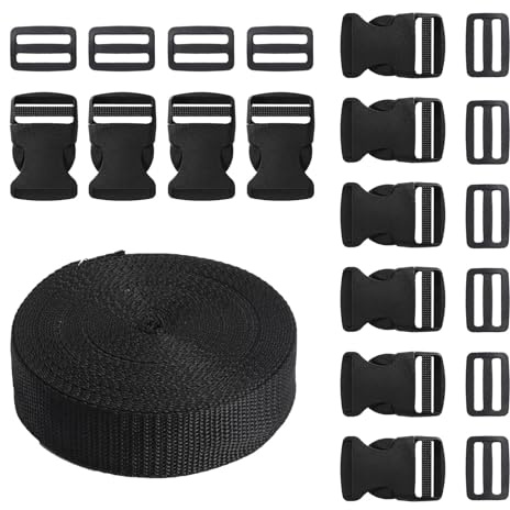 Zythrem Gurtband 30mm Steckschnalle Sicherheitsgurt Verlängerung Gurtband mit Schnallen Klippverschluss Rucksackschnallen für Rucksack DIY Handwerk Hundehalsband Armbänder