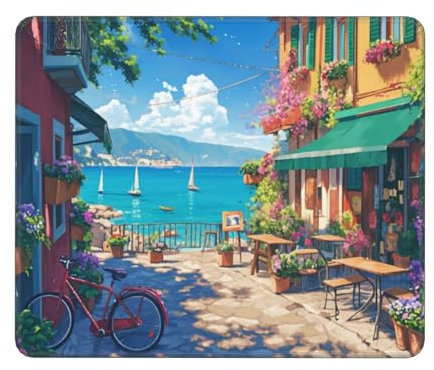 Fahrrad Mauspad XXL 240x200x3mm, Gamer Gaming Mauspad Landschaft Design Vernähte mit Kanten, Wetterfest Anti Rutsch Mousepad PC Laptop verbessert Präzision und Geschwindigkeit für Home Office Deko