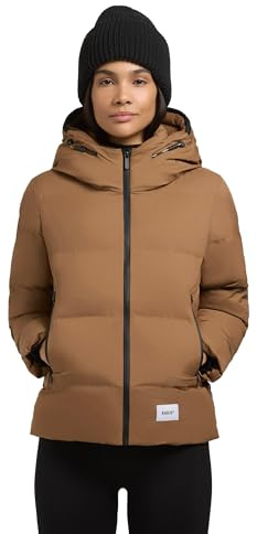 khujo Damen Winterjacke warme Steppjacke mit hohem Kragen und großer Kapuze Liev-YM Dark Beach Beige Gr. S