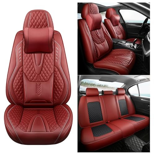 nenyan Autositzbezüge Komplett Set Universal in Premium Design | Schonbezüge für die Vordersitze & Rückbank | Auto Sitzbezüge Airbag Geeignet | Wasserdicht Sitzbezug - Rot