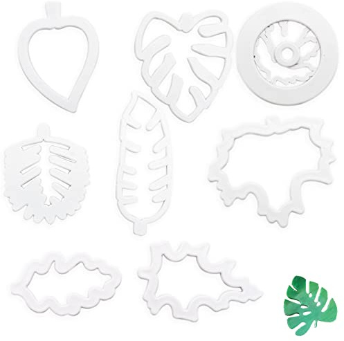 Lot de 8 emporte-pièces en forme de feuilles tropicales - Mini emporte-pièces pour outils de cuisson décoratifs (feuille tropicale)