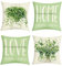 Joymaison Green Farmhouse Cushion Covers 45 x 45 Pack of 4 Green Plants Leaves Square Throw Pillow Case Decorative Sofa Cushion with Invisible Zipper