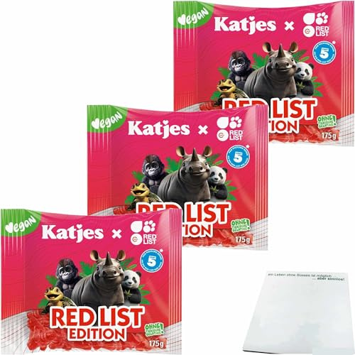 usy Bundle für Katjes Red List Edition 3er Pack (3x175g Packung) + usy Block