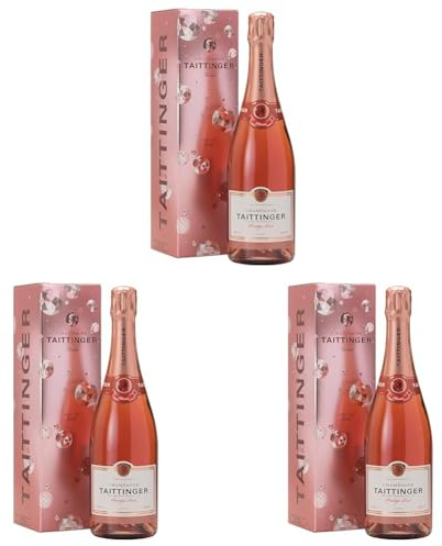 Taittinger Brut Prestige Rosé Non Vintage Champagne in Gift Box 75cl (Pack of 3)