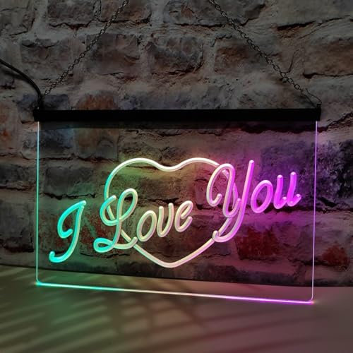 KEYQEEN I Love You Neon Sign, APP RGB Dimming LED Neon Lights for Proposal Wedding Decoration USB Luminous Signboard,30x20cm