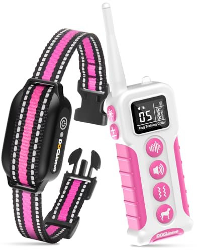 DOGLinsen Collier de Dressage pour Chiens, Collier Vibrant pour Chien sans Choc, Portée 1000m, Étanche IP67, Batterie Longue Durée avec Adapté pour Chien Petit, Moyen et Grand
