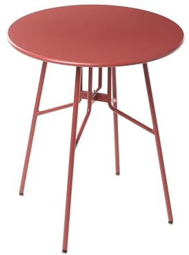 Beliani Garden Outdoor Dining Table Metal Iron Round ø 64 cm Red Taltal