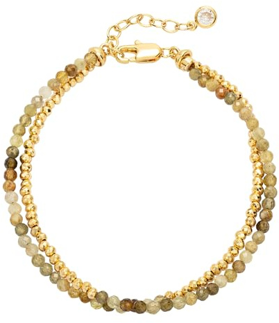 Jenosy Goldarmband für Frauen Armband mit gemischten Steinen 18 Karat vergoldet Handgefertigtes individuelles Perlenarmband