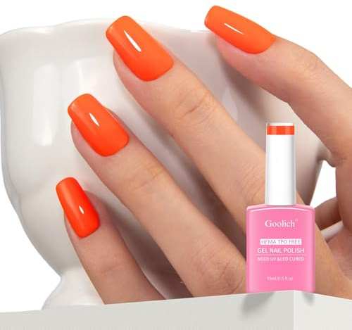 Goolich Orange Gel Polish, 15 ML HEMA & TPO Free Pumkin Orange Gel Nail Polish Soak off U V LED Fall Winter Nail Art Design Manicure Salon for Women Girl