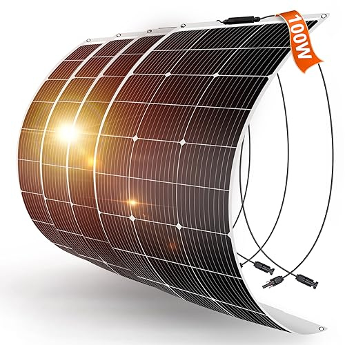 DOKIO 400W Panneau Solaire Souple 4 * 100W Monocristallin Semi-Flexible | pour Camping-Car, Camper, Van, Bateaux et Autres Surfaces Inégales