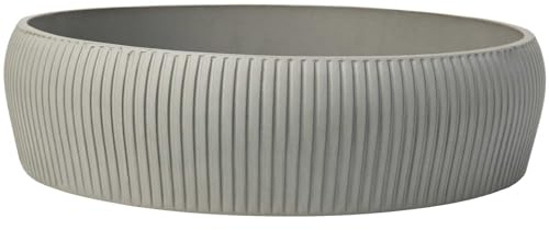 VIVANNO Pflanzschale Fiberglas Rund 30 cm Tiefgrau - Wetterfeste Dekoschale | Leichte Schale für Garten, Balkon und Terrasse - Modernes Rillendesign - Ideal für Sukkulenten, Kräuter oder Blumen