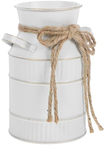 Beavorty Lechera Vintage de Hierro con Asa, Florero Metálico Práctico y Elegante para Decoración de Habitación y Plantas en Estilo Europeo