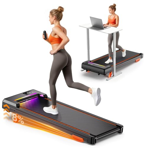 GIDGIMO Tapis de Course Électrique avec Inclinaison, Walking Pad Pliable pour Maison et Bureau, Moteur Silencieux, Écran LED et Télécommande