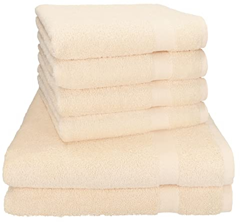 Betz Premium Handtuch-Set - 6 teiliges Handtücher-Set - 2X Duschtücher - 4X Handtücher - 50x100 cm - beige