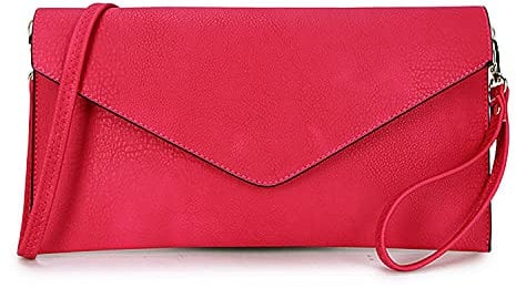 AOSSTA Womens Clutch Bag Large Envelope Clutch Bag For Women Crossbody Wedding Party Evening Bag (Red)