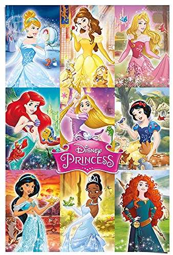 REINDERS Poster, Disney Princess - collage, Kinderzimmer, Poster, Wanddeko, Room Decor, 150 gr. glänzend Bilderdruckpapier, Mehrfarbig, 91,5x61cm