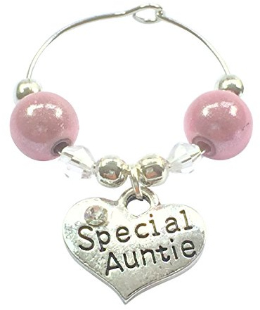 Libby's Market Place Special Auntie Wine Glass Charm comes on a Gift Card