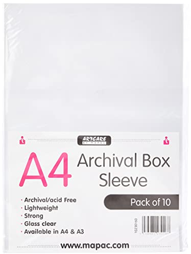 Mapac : Archival Box Sleeve : A4 : Pack of 10 : Clear : No Ring Binder Holes