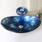 chicstyleme 54.5x37x15.5 cm Glas Aufsatzwaschbecken mit Armaturen Modern Waschtischarmatur Waschschale Gehärtetes Glas Waschbecken Set Oval mit Wasserfall Wasserhahn,