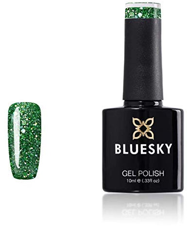 Bluesky Gel Nail Polish, Juicy Apple Blz09, Green, Chunky Glitter, Long Lasting, Chip Resistant, 10 ml (Requires Drying Under UV LED Lamp)