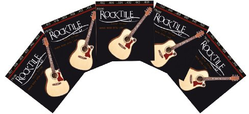 Rocktile Saiten für Westerngitarre Light 5x Set - Saiten mit Ball Ends - Saitenstärken: .012, .016, .024, .032, .042, .053