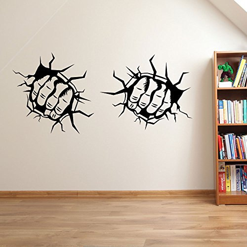 Incredible Hulk Marvel Superhero Kinder Hände Wand Dekorationen Fenster Aufkleber Wall Decor Sticker Wall Art Aufkleber Sticker Wand Aufkleber Aufkleber Wandbild Décor DIY Deco Abnehmbare Wandaufkleber Colorful Aufkleber, Vinyl, 01 - Black, Small Set 25cm (W) each Hand