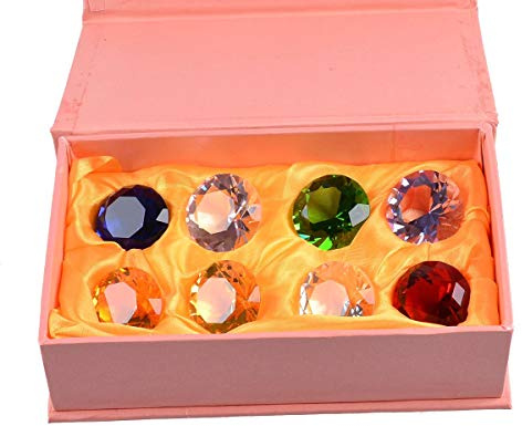 Long Sheng 30mm Diameter Crystal Faceted Diamond Gift Home Decor(Multicolor)(Pack of 8)