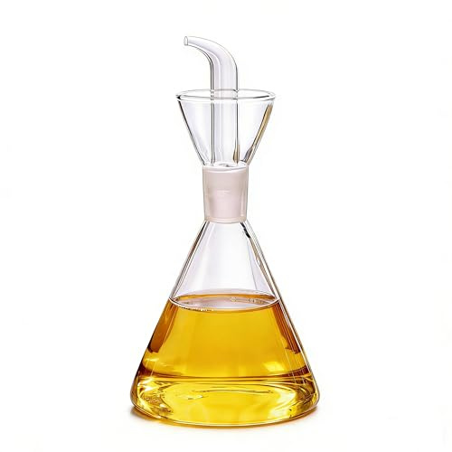 ELETON Olive Oil Dispenser Bottle Glass with No Drip Bottle Spout -Pourer Dispensing Bottles for Kitchen - Olive Glass Dispenser to Control Cooking Vegetable Oil and Vinegar(8 oz) | Food-Grade Borosilicate Glass Oil Dispenser for Kitchen