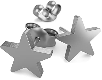 Fly Style Edelstahl Stern Ohrringe Ohrstecker - Kleine Sterne - Sternen Schmuck - Modeschmuck Ohrringe, Grösse:8 mm, Farbwahl:silber matt