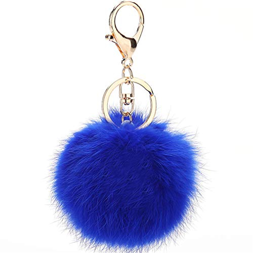 Canarea Schlüsselanhänger plüsch ball Keychain Elegant Plüsch-Kugel Auto-Anhänger Taschenanhänger bommel Pompom Weich Schlüsselring Handtaschenanhänger Dekor (Tief Blau)