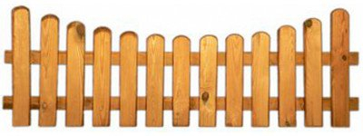 StaketenZaun 'Standard' 180x60/46 cm - unten – kdi / V2A Edelstahl Schrauben verschraubt - aus frischem Holz gehobelt – nach unten gebogene Ausführung - kesseldruckimprägniert
