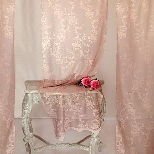 AT17 Tenda Pizzo di Poliestere Shabby Chic Poly-Ciel Collection 140 x 290 Colore Malva