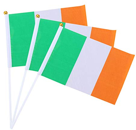 Amosfun 50 Stücke Mini Irland Flaggen Kleine Hand Irland Flaggen Nationalen Land Hand Flagge St. Patrick's Day Party Dekorationen